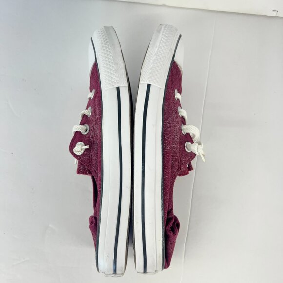 9 Women- Converse Chuck Taylor All Star Shoreline Slip On Maroon Silver Sneakers - Picture 9 of 15